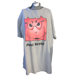 La vie en rose grey t-shirt nightgown with a red devil cotton one size